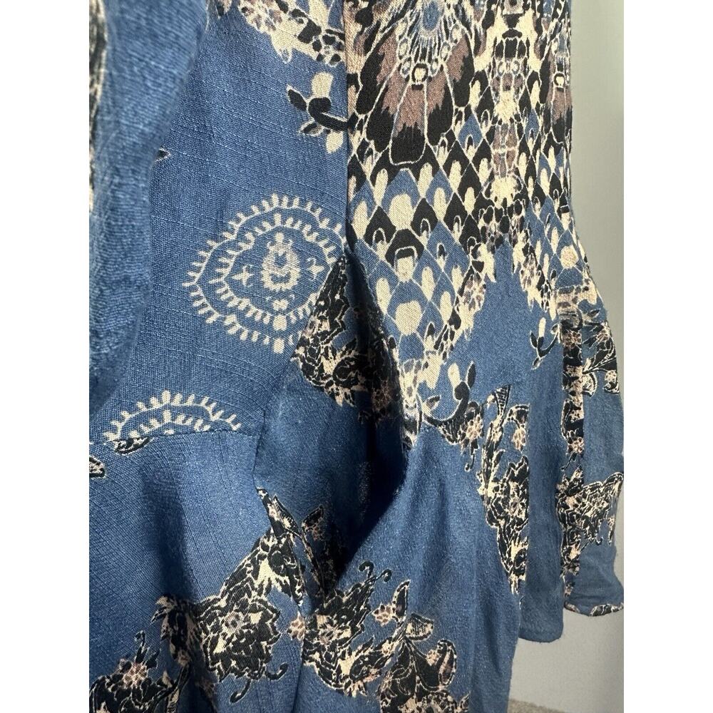 Free People Smooth Talker Tunic Mini Dress Boho Festival Blue Women's Size Large - Picture 15 of 16